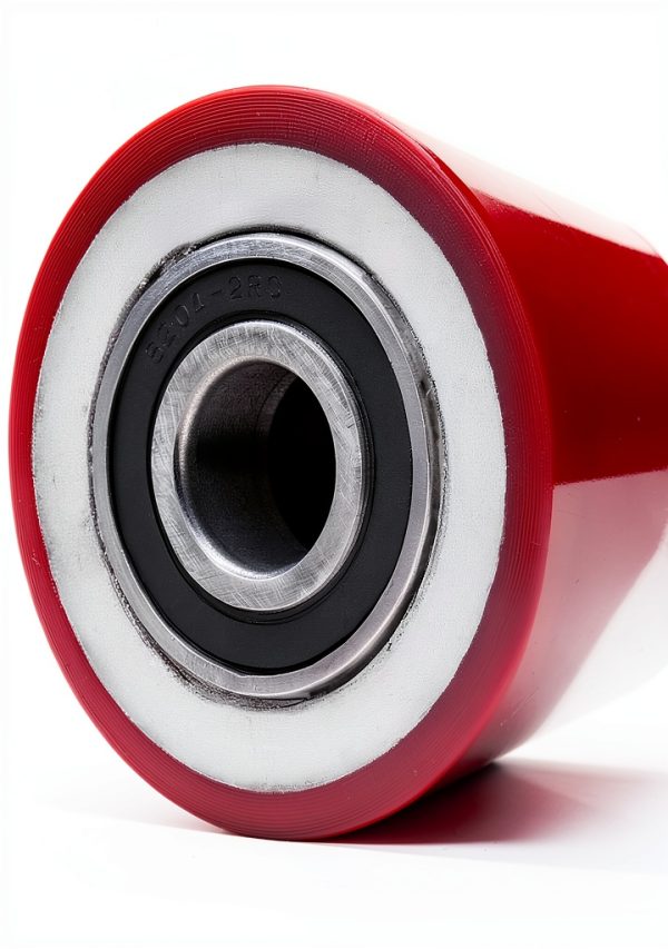 Lyplus Pallet Jack/Truck Load Wheels Set (2 pcs) 3" x 3.75" with Bearings ID 20mm Poly Tread Red - A Pair (Red)-3