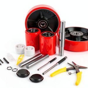 Pallet Jack Truck Wheels Replacement Kit, 7''x2'' Steering Wheels and 3''x 3.75'' Front Load Roller, 20mm Bearings-0