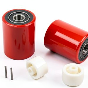 CARBO GLIDE Pallet Jack Wheels 3" x 3.75" Poly Tread Red Bearings-0